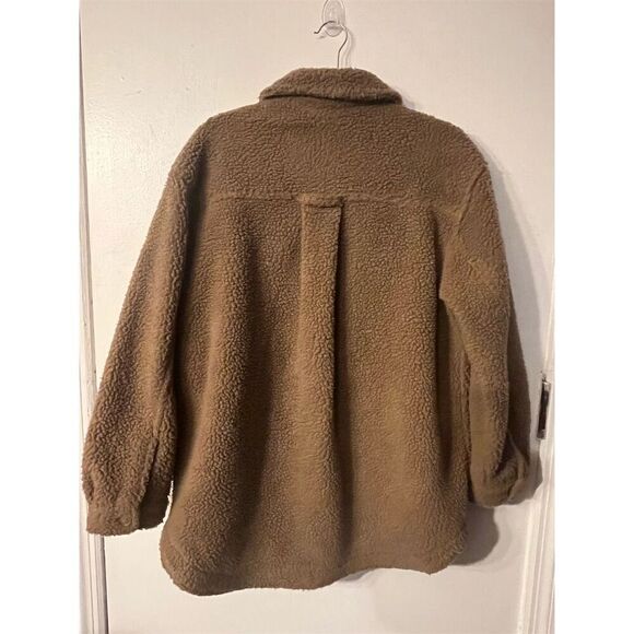 American Eagle Teddy‎ Bear Oversized Sherpa Fleece Jacket M Taupe Brown - Picture 2 of 9